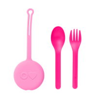 OmiePod & Fork, Spoon Set  - Bubble Pink