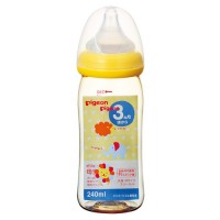 Pigeon 日本原装进口 贝亲母乳实感PPSU塑料宽口径奶瓶 塑料奶瓶 240ml - 黄色